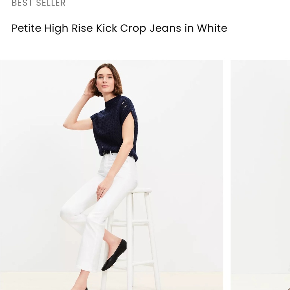 Loft Petite High Rise Kick Crop Jeans White 29 petite